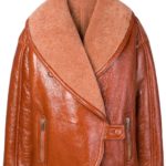 Brown Lambskin and Lambfur Oversized Collar Shearling Jacket