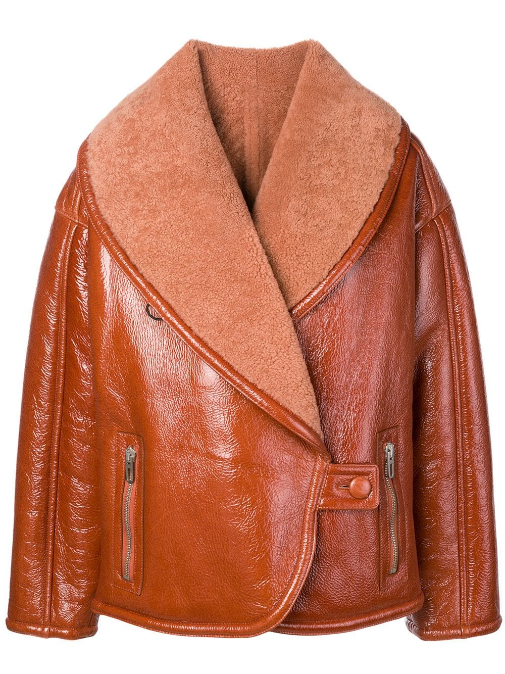 brown-lambskin-and-lambfur-oversized-collar-shearling-jacket Brown Lambskin and Lambfur Oversized Collar Shearling Jacket - Image 1