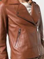 Brown Leather Kas Biker Jacket - Image 5