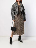 Grey Leather Cropped Leather Jacket