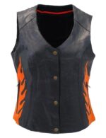 Harley Orange Flame Premium Leather Vest