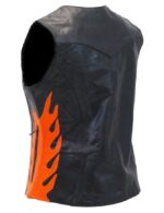 Harley Orange Flame Premium Leather Vest - Image 3