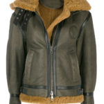 Khaki Green Shearling Aviator Coat