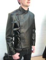 Punk Goth Leatherette Buckle Black Jacket - Image 2