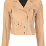 Light Orange Suede Leather Cropped Jacket