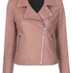 Light Pink Leather Kas Biker Jacket