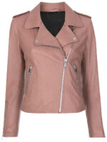 Light Pink Leather Kas Biker Jacket