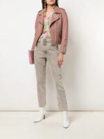 Light Pink Leather Kas Biker Jacket - Image 2
