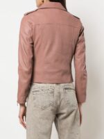 Light Pink Leather Kas Biker Jacket - Image 4