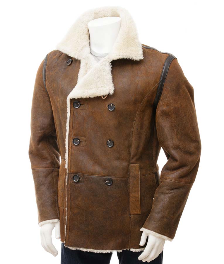 mens-distressed-brown-double-breasted-coat (3) Men's Distressed Brown Double Breasted Coat - Image 1