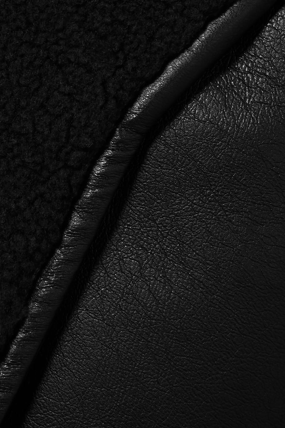 Plus Size Black Faux leather shearing coat