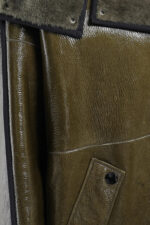 High quality leather hooded coat with shearling fur