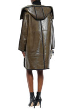 Shearling Leather Hooded Coat Back