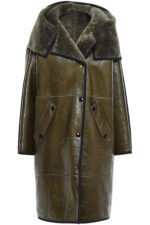 Best shearling hooded leather coat
