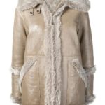Taupe Shearling and Sheepskin Shearling Zipped Jacket