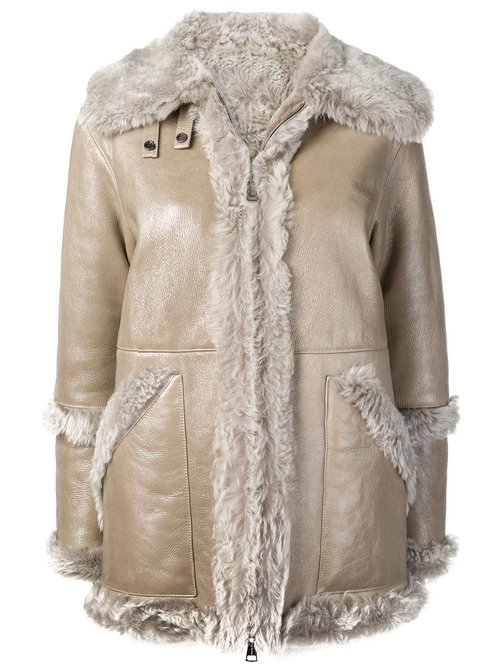 taupe-shearling-and-sheepskin-shearling-zipped-jacket Taupe Shearling and Sheepskin Shearling Zipped Jacket - Image 1