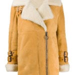 Women's Beige Bos Taurus and Lambskin Biker Coat