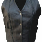 Women's Classic Naked Cowhide Braided Leather Vest