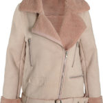 Women's Faux Suede Fur Lining Shearling Leather Coat