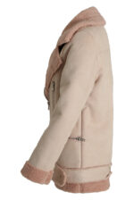 Women's Faux Suede Fur Lining Shearling Leather Coat - Image 3