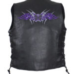 Women's Studded Purple Butterfly Gun Pocket Leather Vest