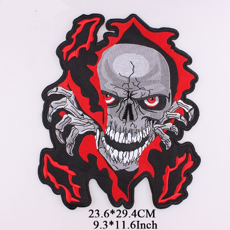 Skull Motorcycle Biker Patch Large Embroidery Patch Iron On Patches For  Clothing Back Embroidered Patches On Clothes Jackets DIY