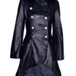 Black Victorian Vampire Gothic Vintage Military Leather Coat