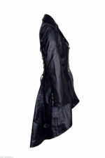 Black Victorian Vampire Gothic Vintage Military Leather Coat