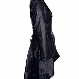 Black Victorian Vampire Gothic Vintage Military Leather Coat