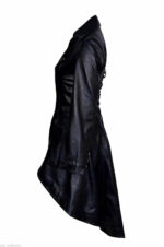 Black Victorian Vampire Gothic Vintage Military Leather Coat