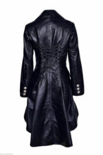 Black Victorian Vampire Gothic Vintage Military Leather Coat