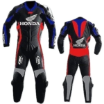 HONDA MOTORCYCLE RED LEATHER RACING SUIT
