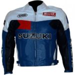 Men’s Suzuki Blue And White Motorcycle Jacket