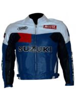 Men’s Suzuki Blue And White Motorcycle Jacket