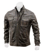 Men's Vintage Motorcycle Cafe Racer Jacket