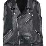 Black Calf Leather Biker Jacket