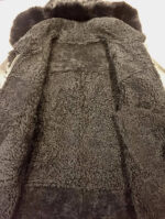 Brown Leather Trimmed Shearling Fur Biker Jacket