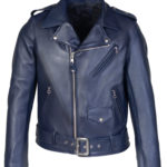 Blue Steerhide Biker Leather Jacket
