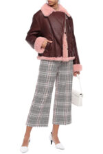 Burgundy Shearling Lined Leather Fur Jacket