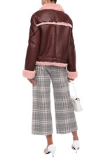 Burgundy Shearling Lined Leather Fur Jacket