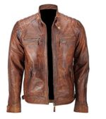 cafe-racer-brown-scorpion-biker-leather-jacket