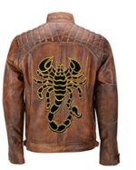 cafe-racer-brown-scorpion-biker-leather-jacket