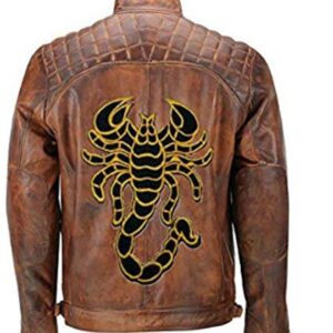 cafe-racer-brown-scorpion-biker-leather-jacket