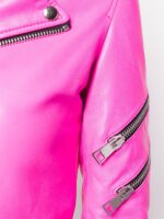 Pink Sheepskin Zip Jacket Front right side