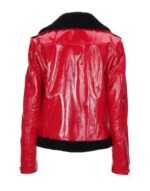 Red Biker Leather Fur Jacket - Image 2