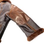 Two Tone Biker Shearling Fur Jacket