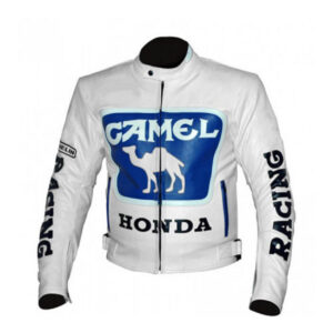 Custom HONDA White Camel Motorcycle Racing Leather Jacket
