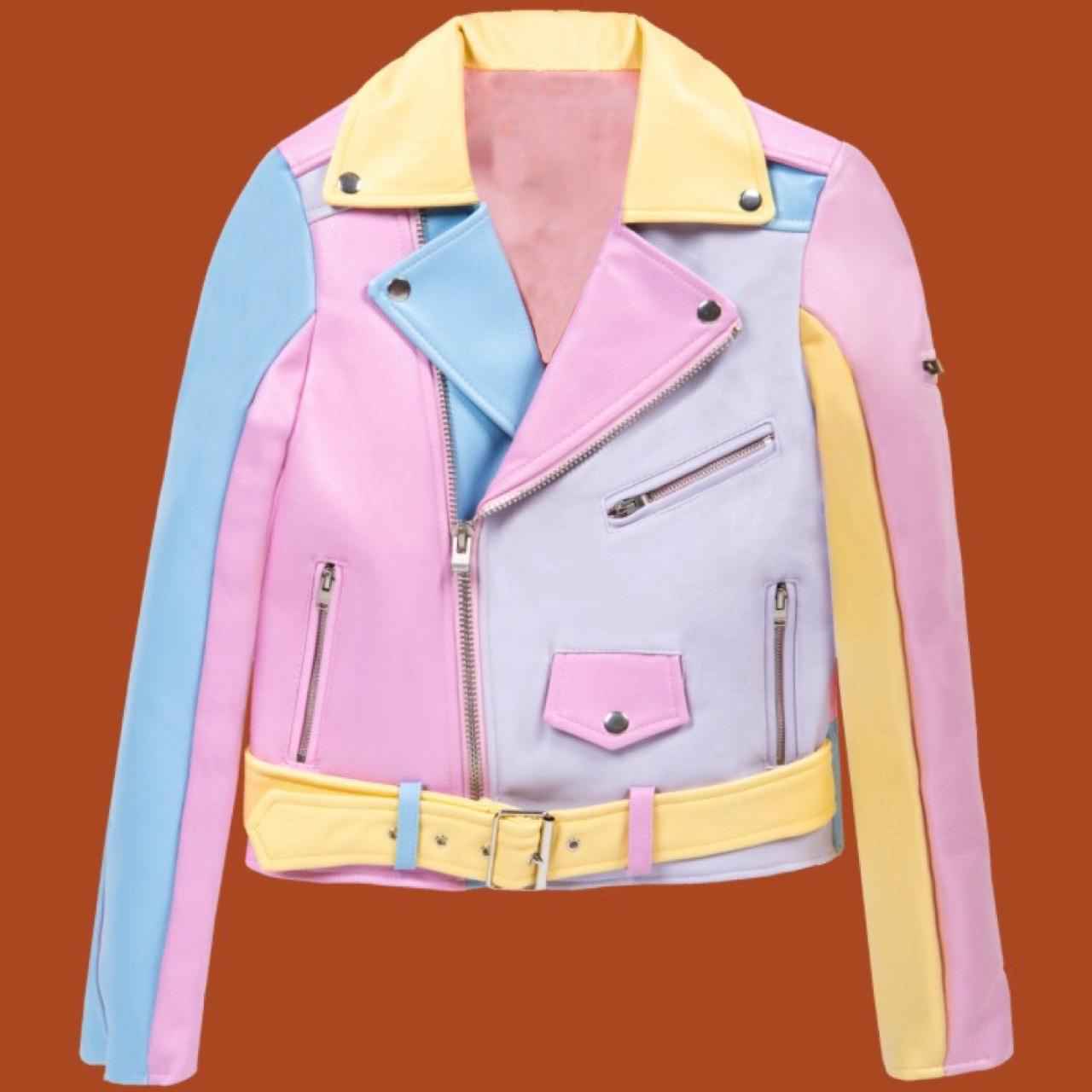 Pastel-Multi-Colored-Hayley-William-Biker-Jacket-front1_11zon Pastel Multi-Colored Hayley William Biker Jacket - Image 1