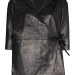 Black Wrap Style Leather Jacket