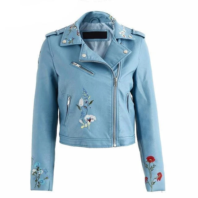 faux-embroidery-blue-leather-biker-jacket faux-embroidery-blue-leather-biker-jacket